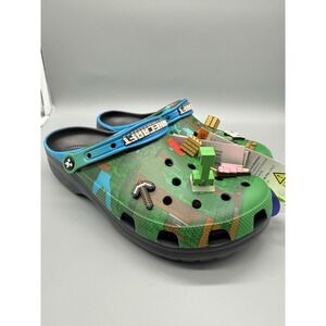 Crocs Minecraft Classic‎ Clog Green Size M10/W12 Adult Gamer Steve Creeper